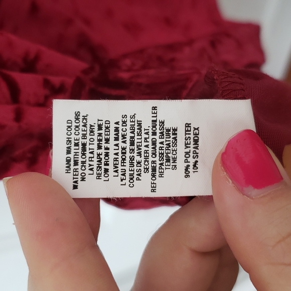 Vintage Crushed Velvet Mini-dress - Size M - Cherry Red - Picture 5 of 5